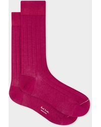 Paul Smith - Raspberry Cotton-blend Ribbed Socks Pink - Lyst