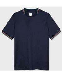 Paul Smith - Mercerised Cotton 'Signature Stripe' Trim T-Shirt - Lyst