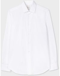 Paul Smith - Men's Slim-fit White Poplin Cotton Shirt With 'artist Stripe' Cuff Lining - Lyst