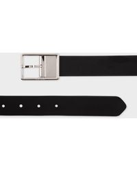 Paul Smith 'signature Stripe' And Black Cut-to-fit Reversible Leather Belt - White