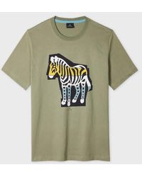 Paul Smith - Khaki 'Zebra Cutout' Print T-Shirt - Lyst