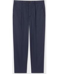 PS by Paul Smith - Navy Cotton-twill Pleated Trousers Blue - Lyst