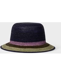 Paul Smith - Navy Stripe Straw Hat Blue - Lyst