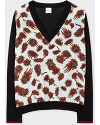 Paul Smith - 'digital Daisy' Silk Front Sweater - Lyst