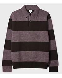 Paul Smith - Mauve Block Stripe Knitted Polo Sweater - Lyst