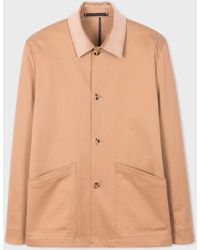 Paul Smith - Tan Cotton-twill Jacket With Corduroy Collar Brown - Lyst