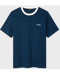 Paul Smith - Embroidered Logo Contrast-Collar T-Shirt - Lyst