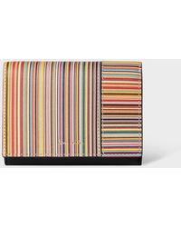 Paul Smith - Leather 'signature Stripe' Tri-fold Small Purse Multicolour - Lyst