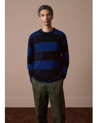 Paul Smith - Cobalt Merino Wool Stripe Crew Neck - Lyst