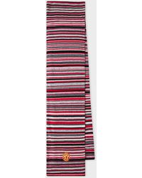 Paul Smith - & Manchester United - Red Striped Wool-cashmere Scarf - Lyst