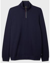 Paul Smith - Cotton-Blend 'Sports Stripe' Quarter Zip Sweatshirt - Lyst