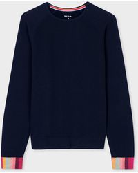 Paul Smith - Navy Lounge Sweatshirt With 'swirl Stripe' Cuffs Blue - Lyst