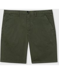 PS by Paul Smith - Dark Green Stretch-cotton Twill Shorts - Lyst