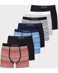 Paul Smith - 'signature Stripe' And Plain Long Boxer Briefs Seven Pack Multicolour - Lyst