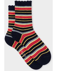 Paul Smith - Navy Stripe Frill Socks Blue - Lyst