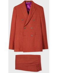 Paul Smith - Rust Double-Breasted Linen Short Suit - Lyst
