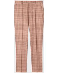 Paul Smith - Slim-fit Rust Check Wool-cashmere Trousers Pink - Lyst
