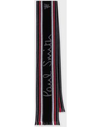 Paul Smith - & Manchester United - Stripe Logo Wool Scarf Black - Lyst