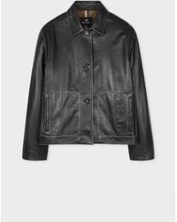 Paul Smith - Leather Contrast Stitch Jacket - Lyst