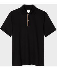 Paul Smith - Black 'signature Stripe' Trim Polo Shirt - Lyst