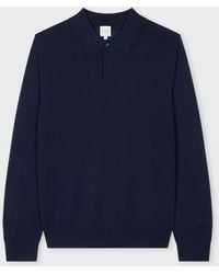 Paul Smith - Merino Wool Knitted Long-Sleeve Polo Shirt - Lyst