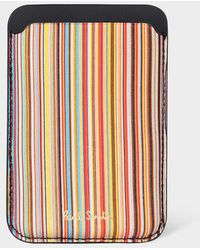 Paul Smith - 'Signature Stripe' Iphone Magsafe Leather Credit Card Case - Lyst