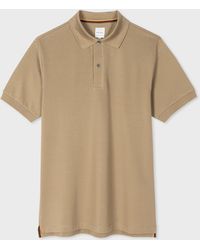 Paul Smith - Tan Cotton 'artist Stripe' Placket Polo Shirt Green - Lyst