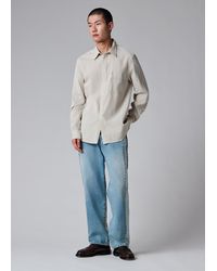 Paul Smith - Regular-Fit Taupe Textured-Stripe Shirt - Lyst