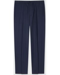 PS by Paul Smith - Navy Cotton-blend Pleated Trousers Blue - Lyst