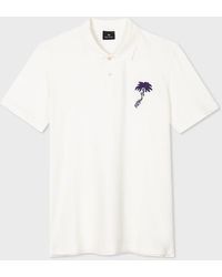 PS by Paul Smith - Ecru Embroidered 'palm Tree' Polo Shirt White - Lyst