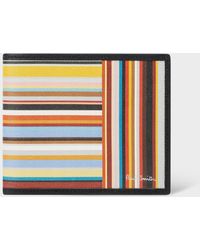Paul Smith - Black Leather 'signature Stripe' Billfold And Coin Wallet - Lyst