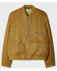 Paul Smith - Khaki Viscose-Linen Bomber Jacket - Lyst