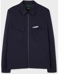PS by Paul Smith - Navy Cotton-nylon Zip Overshirt Blue - Lyst