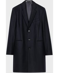 PS by Paul Smith - Navy Wool-cashmere Epsom Coat Blue - Lyst