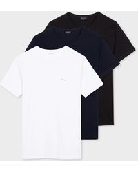 Paul Smith - Mixed Colour Organic Cotton Logo Lounge T-shirts Three Pack Multicolour - Lyst