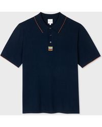 Paul Smith - Navy 'signature Stripe' Trim Organic Cotton Polo Shirt Blue - Lyst