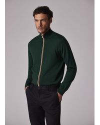 Paul Smith - Dark Washable Merino Wool 'Signature Stripe' Zip Cardigan - Lyst