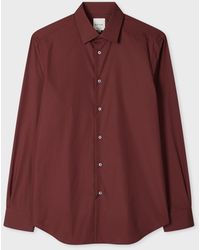 Paul Smith - Tailored-Fit Burgundy Cotton 'Signature Stripe' Cuff Shirt - Lyst