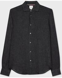 Paul Smith - Slim-fit Charcoal Grey Linen Shirt Black - Lyst