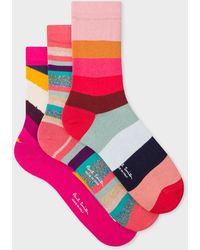 Paul Smith Pink Mixed Stripe Socks Three Pack