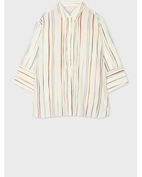 Paul Smith - Cream 'Signature Stripe' Pinstripe Silk Shirt - Lyst