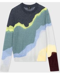 PS by Paul Smith - Blue 'torn Stripe' Mohair-blend Sweater Green - Lyst