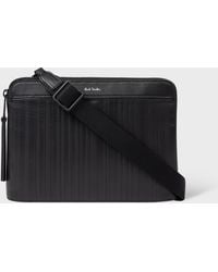Paul Smith - Black Leather 'shadow Stripe' Musette Bag - Lyst