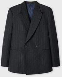 Paul Smith - Wool-Linen Pinstripe Double-Breasted Blazer - Lyst