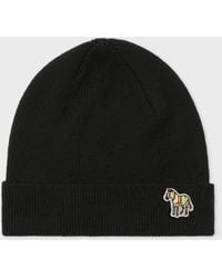 Paul Smith Zebra-Logo Wool Hat in Black for Men | Lyst UK