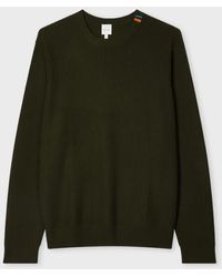 Paul Smith - Khaki Washable Merino Wool 'Signature Stripe' Crew Neck Sweater - Lyst