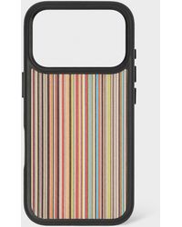 Paul Smith - Leather 'Signature Stripe' Iphone 17 Pro Case - Lyst