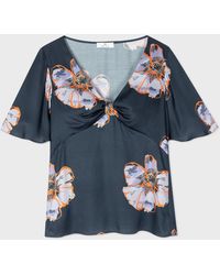 PS by Paul Smith - Frill Floral Top Purple - Lyst