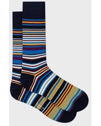 Paul Smith - Cotton-Blend Multi Colour Stripe Socks - Lyst