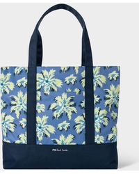 Paul Smith - Blue 'palmera' Recycled-polyester Tote Bag Multicolour - Lyst